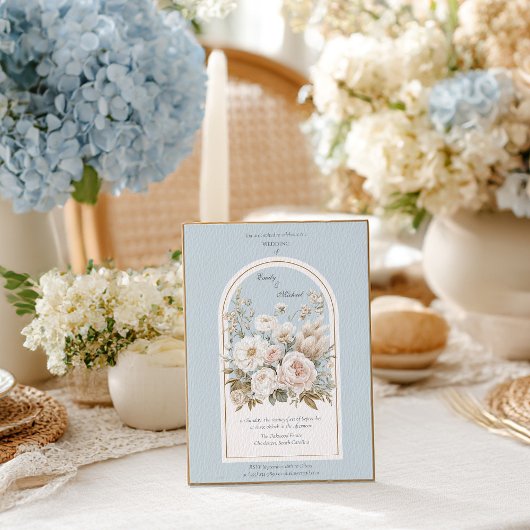 中性エレガントフローラアーチ結婚式招待状 招待状