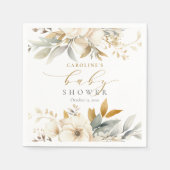 中性エレガントフローラベビー開花ベビーシャワー スタンダードカクテルナプキン (正面)