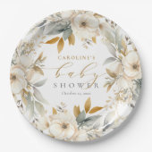 中性エレガントフローラベビー開花ベビーシャワー ペーパープレート (正面)
