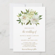 中性エレガントフローラホワイトアイボリー結婚金ゴールド