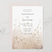 中性エレガントフローラワイルドフラワーフィー結婚ルド 招待状 (正面/裏面)