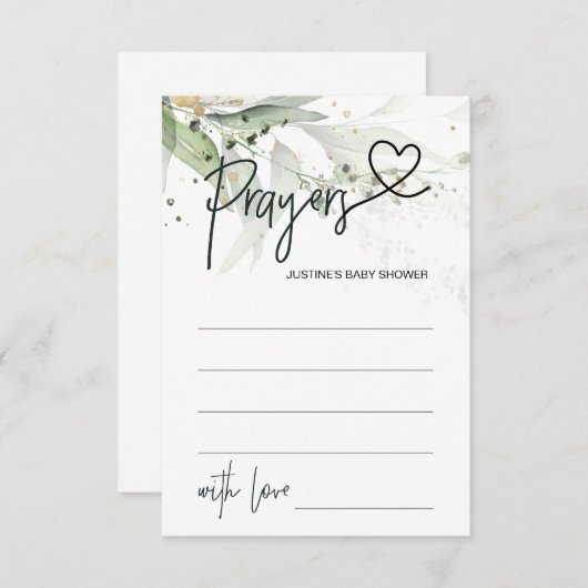 中性エレガントベビーシャワーゲーム祈りの言葉カードハート エンクロージャーカード (正面/裏面)