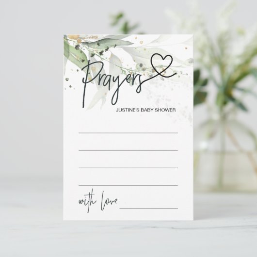 中性エレガントベビーシャワーゲーム祈りの言葉カードハート エンクロージャーカード (スタンド正面)