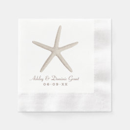 中性エレガントベージュスタフィッシュ結婚ズモノグラム 縁ありカクテルナプキン