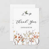 中性エレガントヴィンテージフローラ結婚 サンキューカード (正面/裏面)
