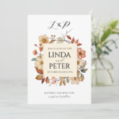 中性エレガントヴィンテージフローラ結婚 招待状 (スタンド正面)