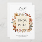 中性エレガントヴィンテージフローラ結婚 招待状 (正面/裏面)