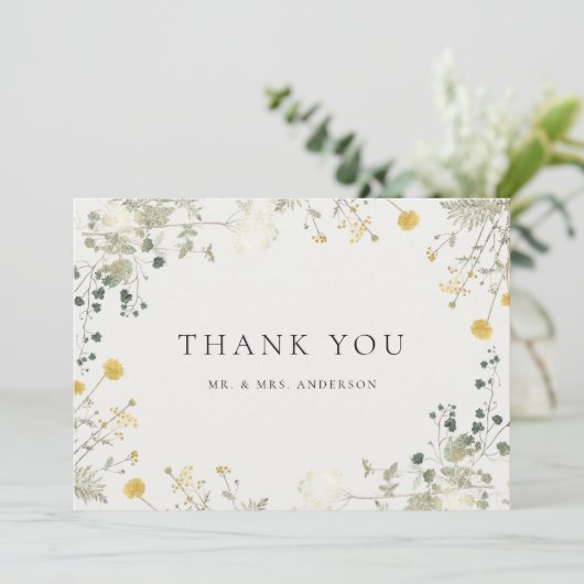中性エレガント野花結婚の サンキューカード (スタンド正面)