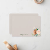 中性エレガントBoho水色フローラパーソナルNo ノートカード (正面/裏面インサイチュ)