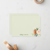 中性エレガントBoho水色フローラパーソナルNo ノートカード (正面/裏面インサイチュ)