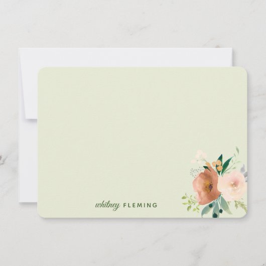 中性エレガントBoho水色フローラパーソナルNo ノートカード (正面)