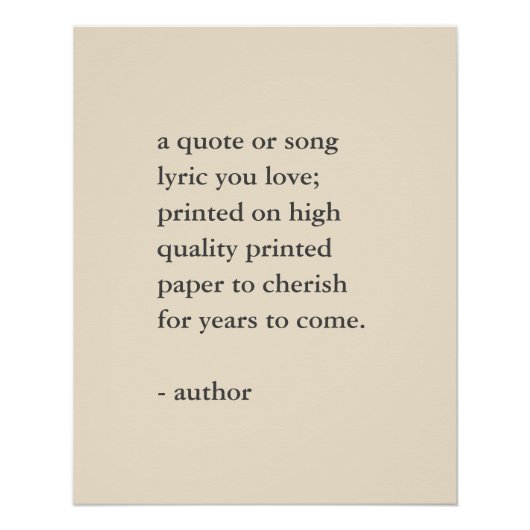 中性カスタム引用文プリント ポスター (正面)