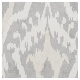 中性クールグレーとベージュイカットの部族パターン ファブリック