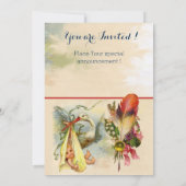 中性コウノトリ赤ちゃんシャワーイエロージェムストーンモノグラム 招待状 (裏面)