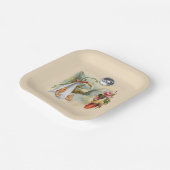 中性コウノトリ赤ちゃんシャワーホワイトジェムストーンモノグラム ペーパープレート (傾斜あり)