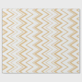 中性コンテンポラリー金ゴールドホワイトシェブロン ラッピングペーパー (フラット)