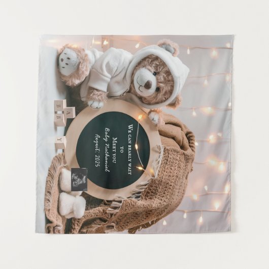 中性シンプルデジタル妊娠の発表 タペストリー (正面(横))