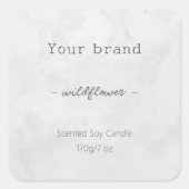 中性シンプル大理石グレーキャンドル製品ラベル スクエアシール (正面)