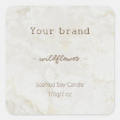 中性シンプル大理石ベージュキャンドルラベル スクエアシール (正面)