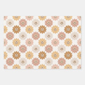 中性デイジーフローラストライプ水玉模様 ラッピングペーパーシート (正面)