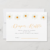 中性デイジーベビーシャワーおむつラッフルカード 招待状 (正面)