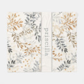 中性パーソナライズされた秋の葉 フリースブランケット (正面(横))