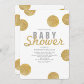 中性フェイク金ゴールドグリッターホワイトベビーシャワー招待状 招待状 (正面/裏面)