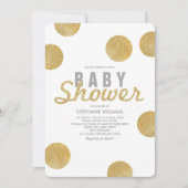中性フェイク金ゴールドグリッターホワイトベビーシャワー招待状 招待状 (正面)