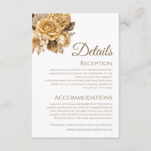 中性フラワーブーケ結婚ホワイト詳細- エンクロージャーカード (正面)