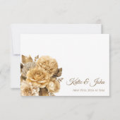 中性フラワーブーケ結婚ホワイト 出欠カード (正面)