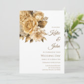 中性フラワーブーケ結婚ホワイト 招待状 (スタンド正面)