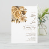 中性フラワーブーケ結婚ホワイト 招待状 (スタンド正面)