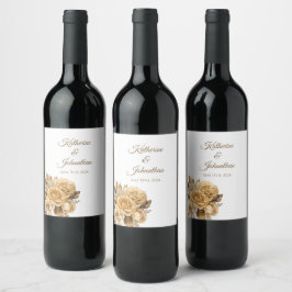 中性フラワーブーケ結婚ーズ ワインラベル