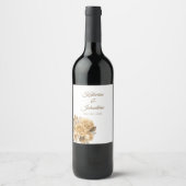 中性フラワーブーケ結婚ーズ ワインラベル (正面)