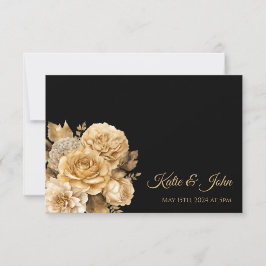 中性フラワーブーケ結婚ーズ 出欠カード (正面)