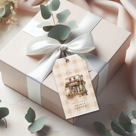 中性フランスのカフェブライダルシャワー ギフトタグ