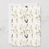 中性フローラのスノードロップ美しい赤ちゃんシャワー 招待状 (裏面)