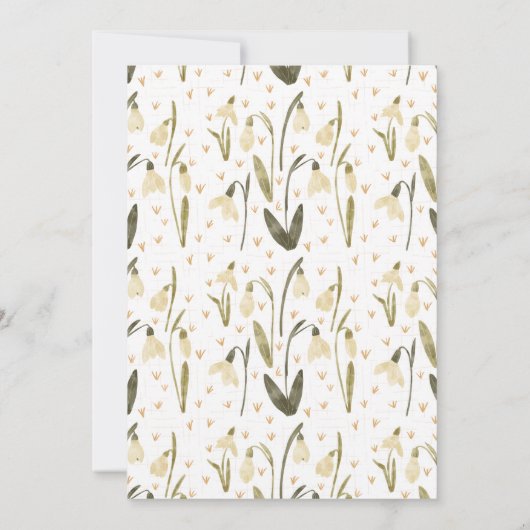 中性フローラのスノードロップ美しい赤ちゃんシャワー 招待状 (裏面)