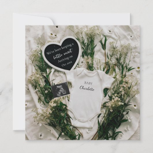 中性フローラをテーマにした妊娠告知 招待状 (正面)