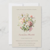 中性フローラクロスバプテスマ 招待状 (正面)