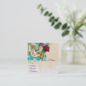 中性フローラストーク赤ちゃんシャワーホワイトパール紙 スクエア名刺 (スタンド正面)