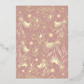 中性フローラバラ結婚金ゴールド 箔招待状 (裏面)