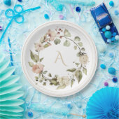 中性フローラ植物性モノグラ結婚ムエレガントズ ペーパープレート (パーティー)