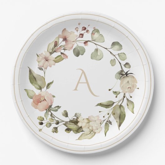 中性フローラ植物性モノグラ結婚ムエレガントズ ペーパープレート (正面)