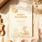中性ベビーアニマル子供部屋ベビーシャワー 招待状