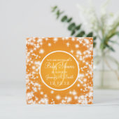 中性ベビーシャワー冬エレガントのスパークルオレンジ 招待状 (スタンド正面)