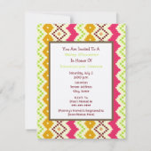 中性ベビーシャワー部族刺激を受けたのグリーン客車 招待状 (裏面)