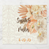 中性ボヘミアン結婚フラワーきらめくズワインL スパークリングワインラベル (シングルラベル)