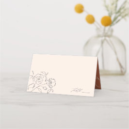中性ミニマルデリケートファインアートフローラ結婚ズ プレイスカード