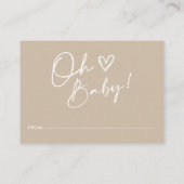 中性ミニマルベビーディスプレイシャワー囲いカード エンクロージャーカード (裏面)